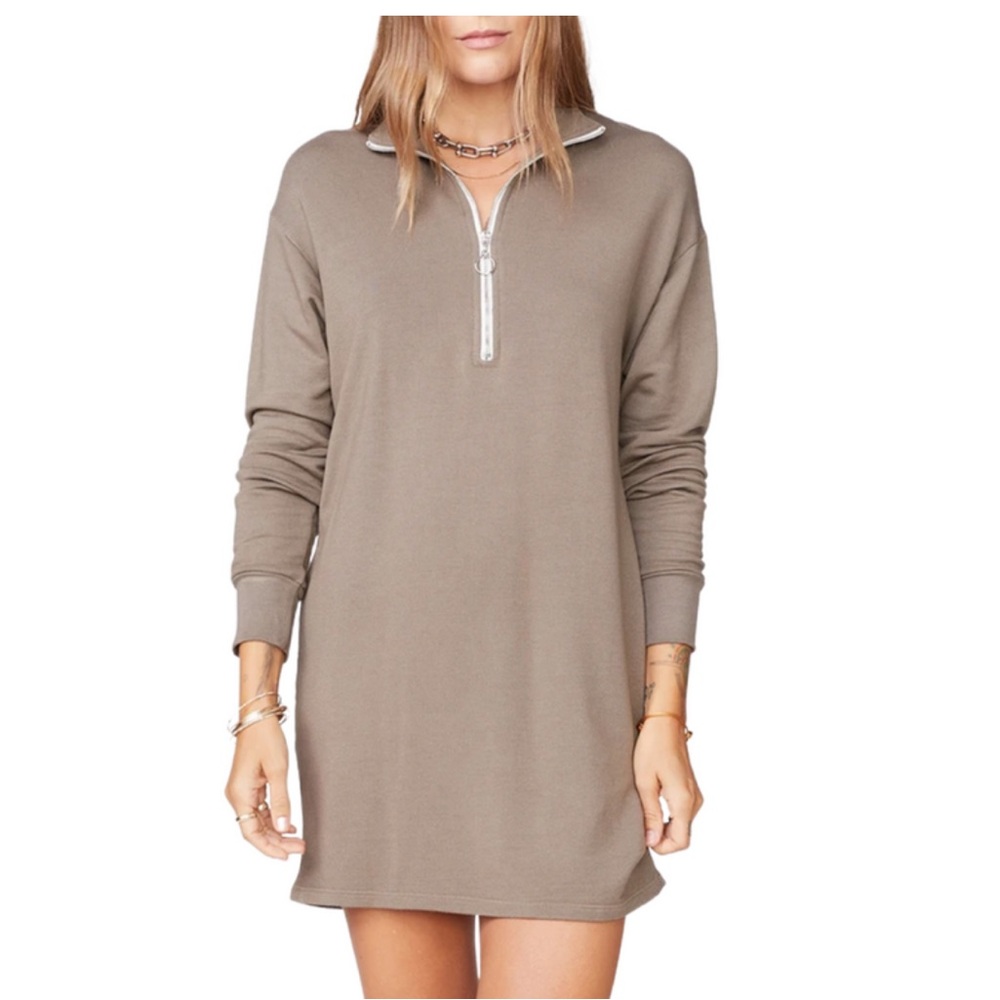 Monrow Half Zip Sweatshirt Dress S